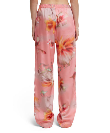 Fluid fabric pants with elastic waistband and  "desert flowers" print