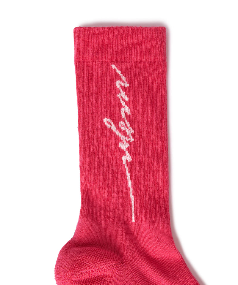Socks with jacquard cursive logo FUCHSIA Women 