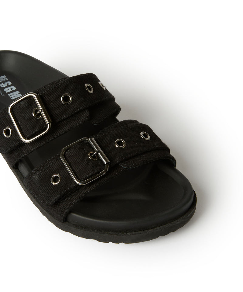 Slipper with buckle and eyelets BLACK Women 
