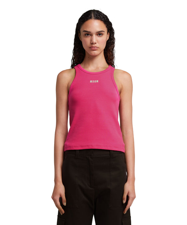 Ribbed jersey tank top with embroidered logo