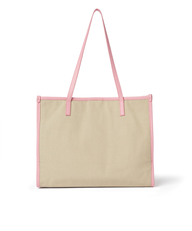 Canvas tote bag with piping and printed logo PINK Women 