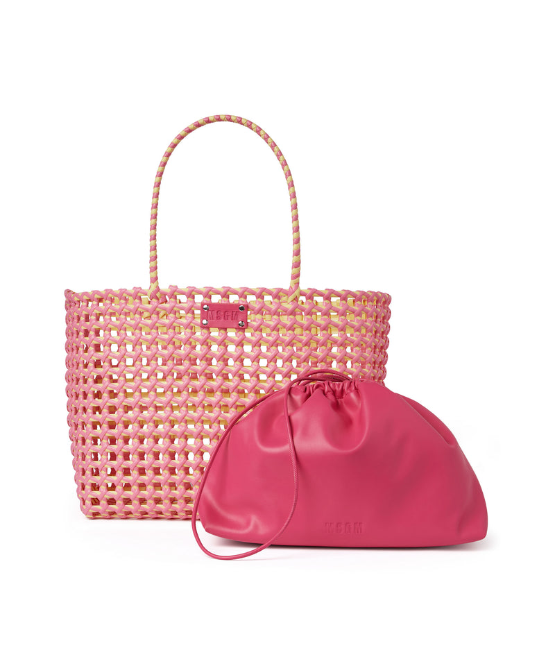 Large woven tote bag with logo PINK Women 
