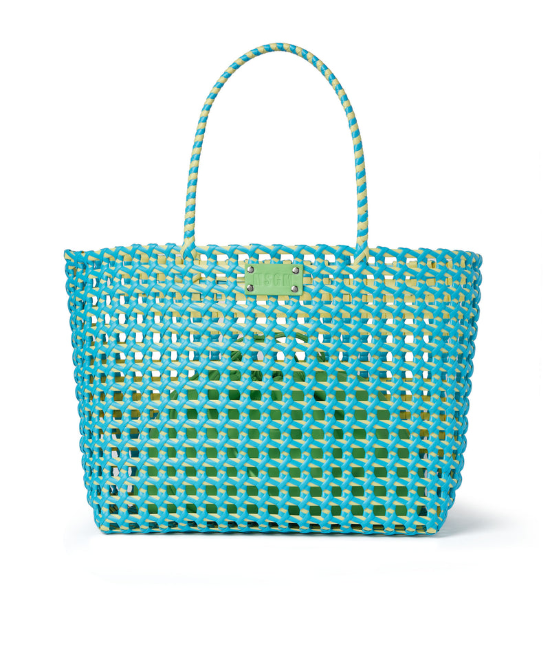 Large woven tote bag with logo LIGHT BLUE Women 