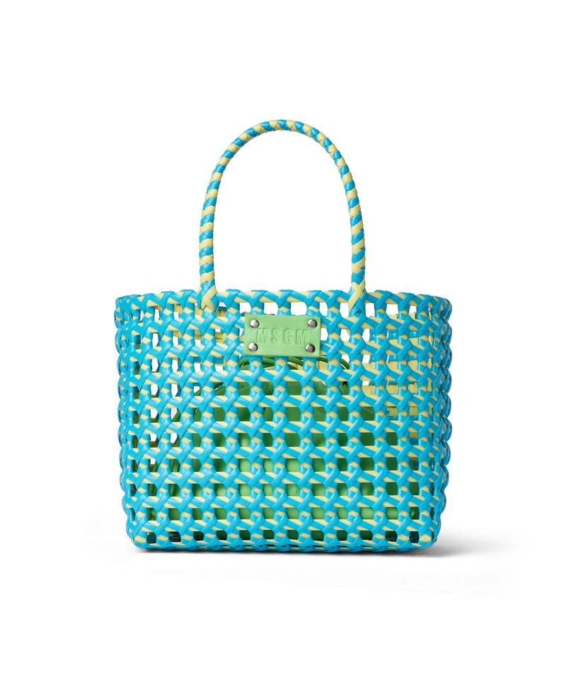 Woven tote bag with logo LIGHT BLUE Women 