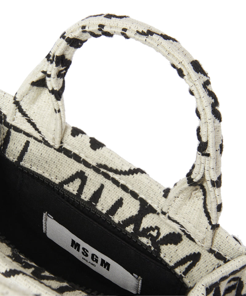 Mini tote in canvas logo jacquard BEIGE Donna 