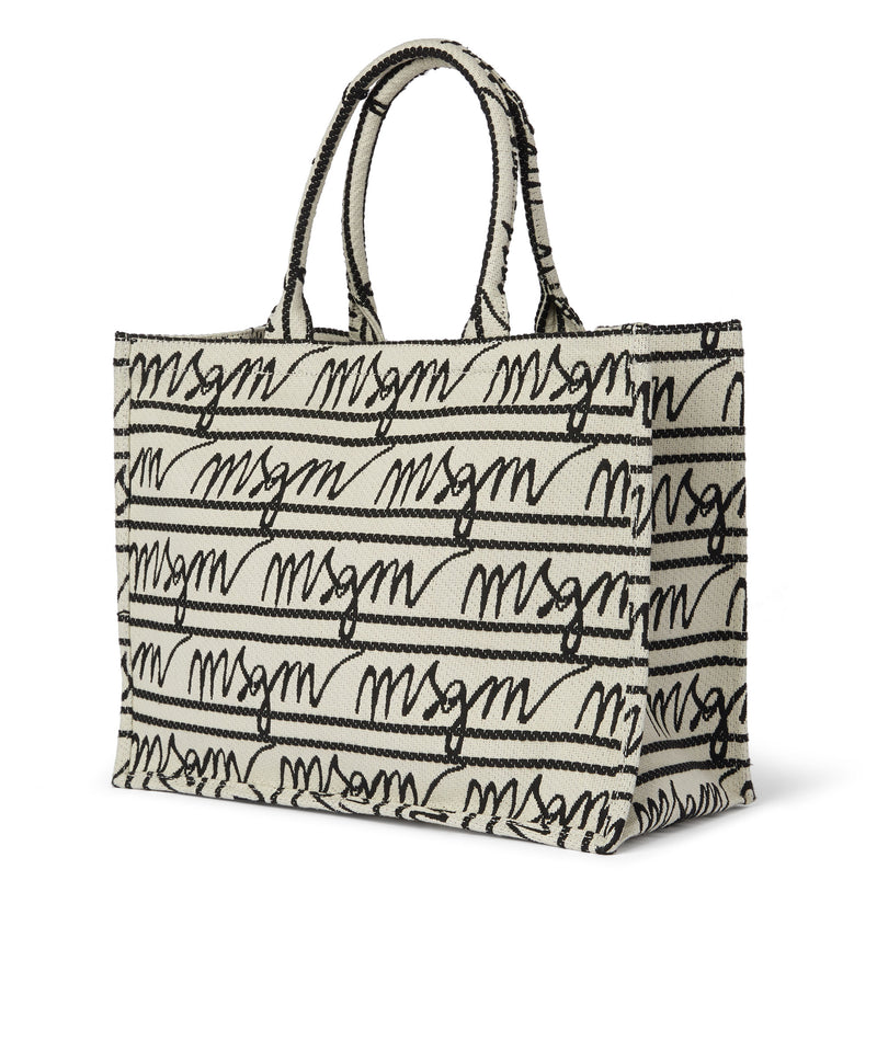 Canvas tote bag with jacquard logo BEIGE Women 