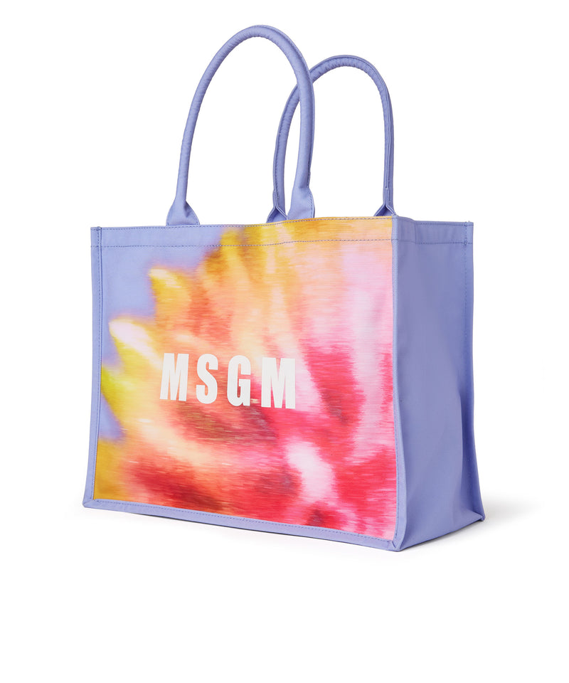 Canvas tote bag with daisy print LIGHT BLUE Women 