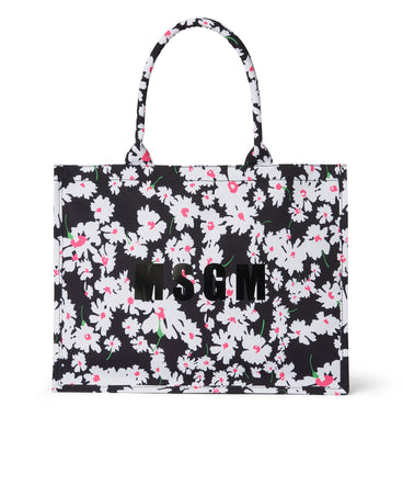 Canvas tote bag with daisy print