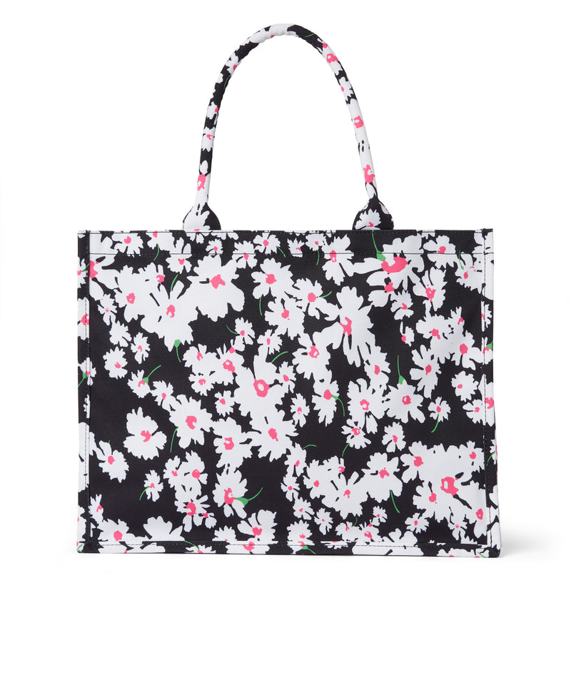 Canvas tote bag with daisy print BLACK Women 