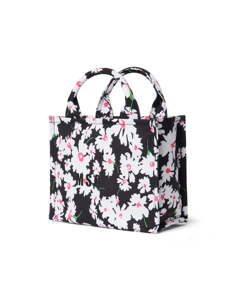 Small canvas tote bag with daisy print BLACK Women 