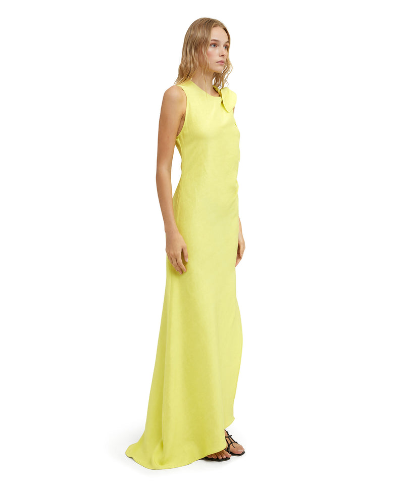 Blended linen and viscose long sleeveless dress YELLOW Women 