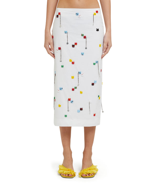 Midi skirt with embroidered beads