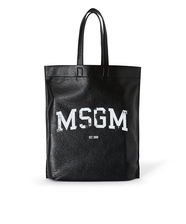Maxi tote with distressed effect college logo