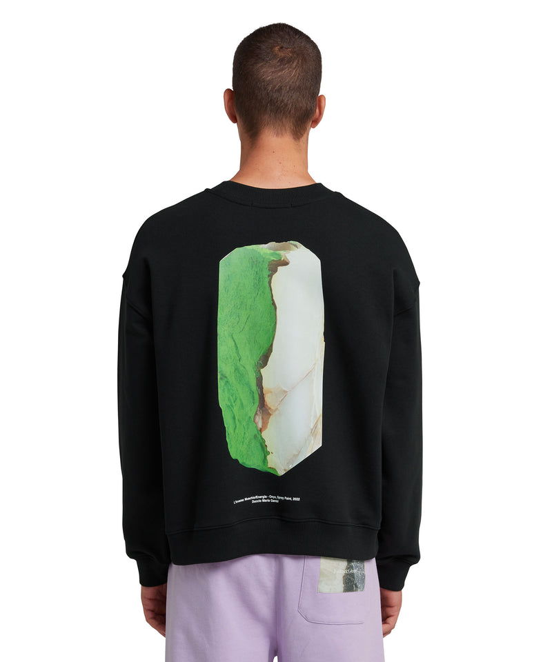 "FANTASTIC GREEN INVERSE SERIES" organic cotton sweatshirt BLACK Unisex 