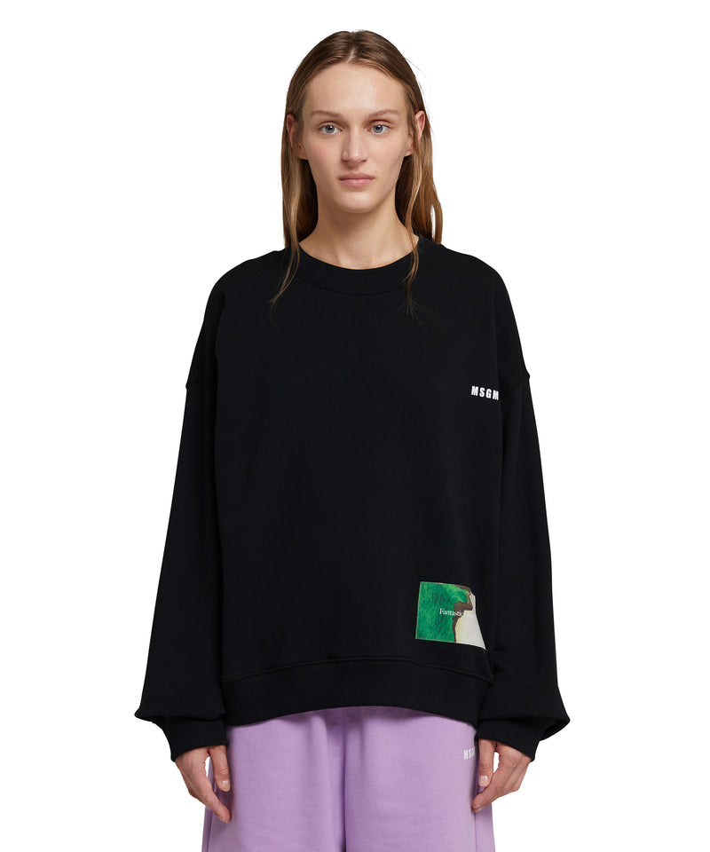 "FANTASTIC GREEN INVERSE SERIES" organic cotton sweatshirt BLACK Unisex 