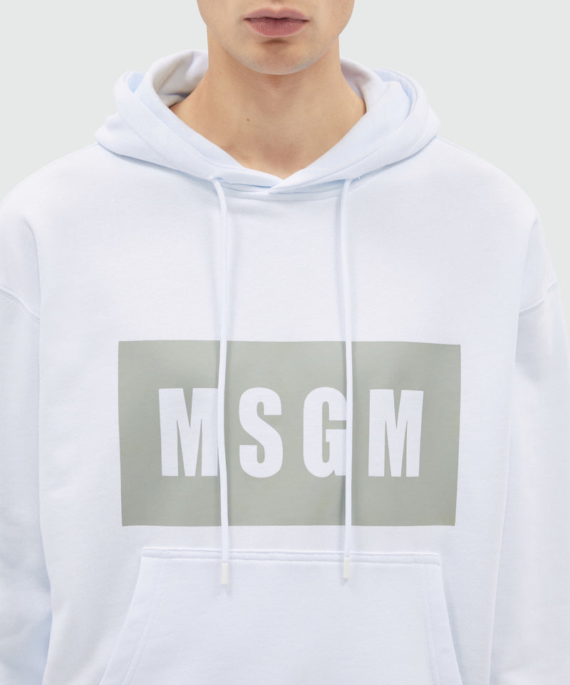 White jersey sweatshirt with box logo print MSGM Official