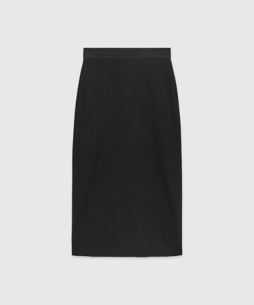 Black wool pencil skirt with slit