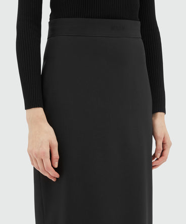 Black wool pencil skirt with slit