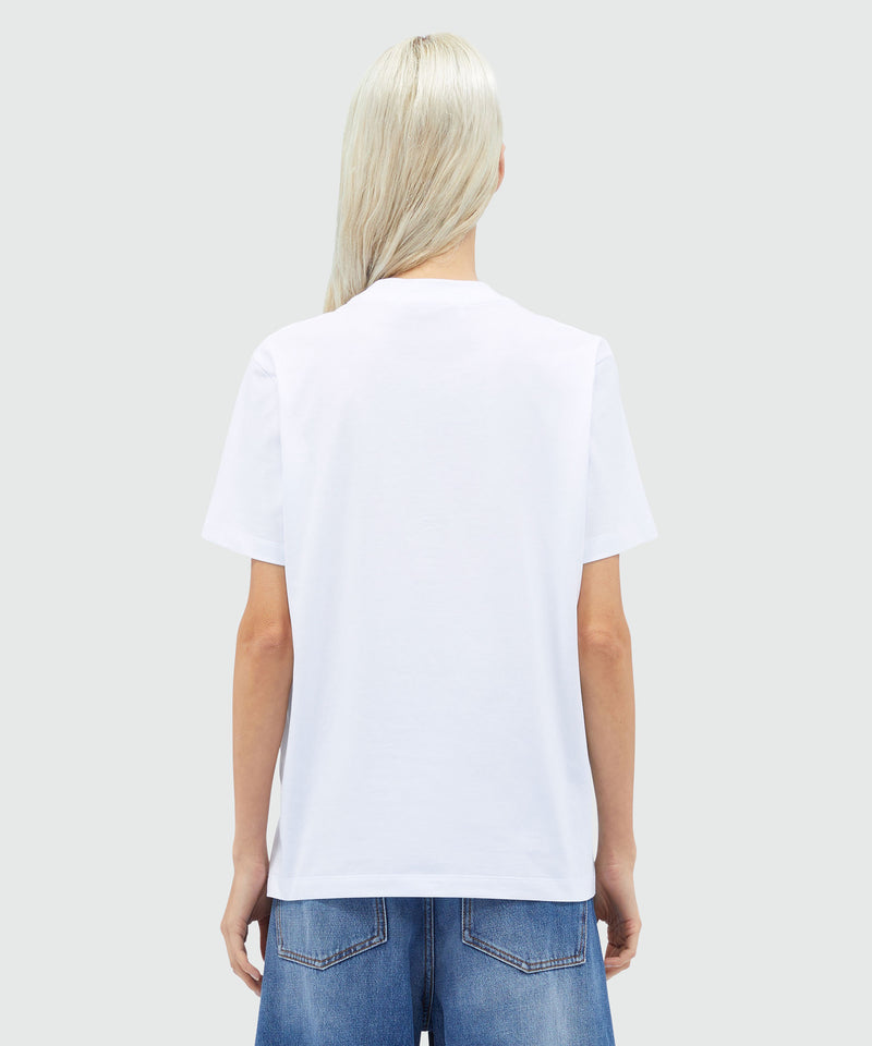 White jersey T-shirt with Mwave logo BIANCO Donna 