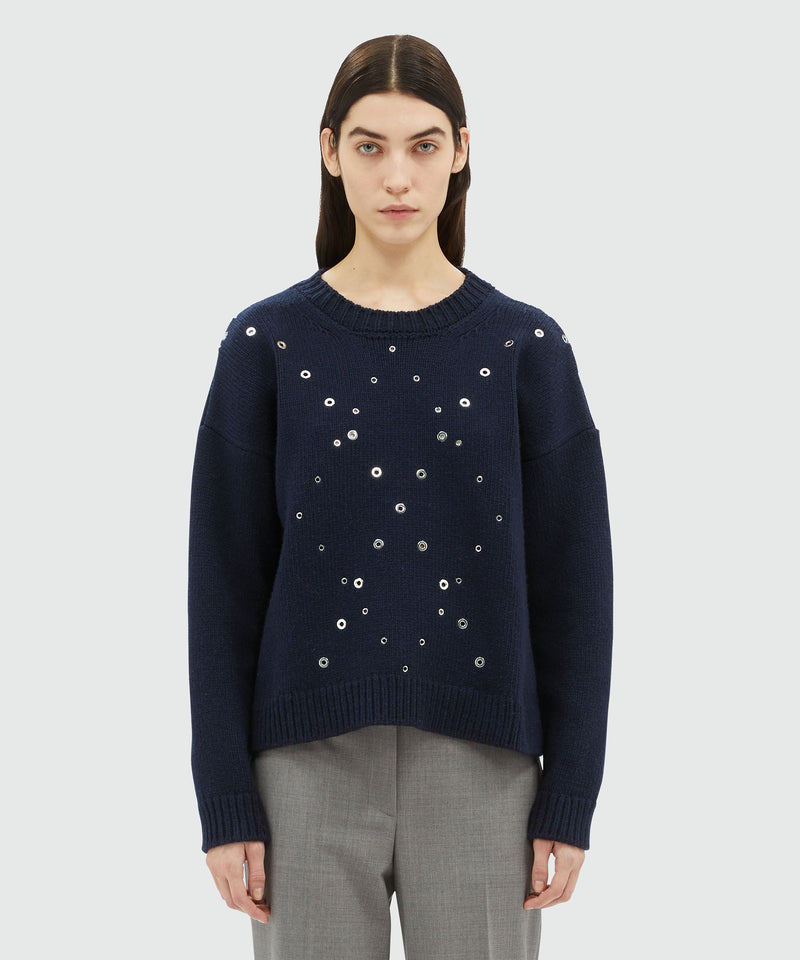 Wool and cashmere sweater with studs - MSGM Official