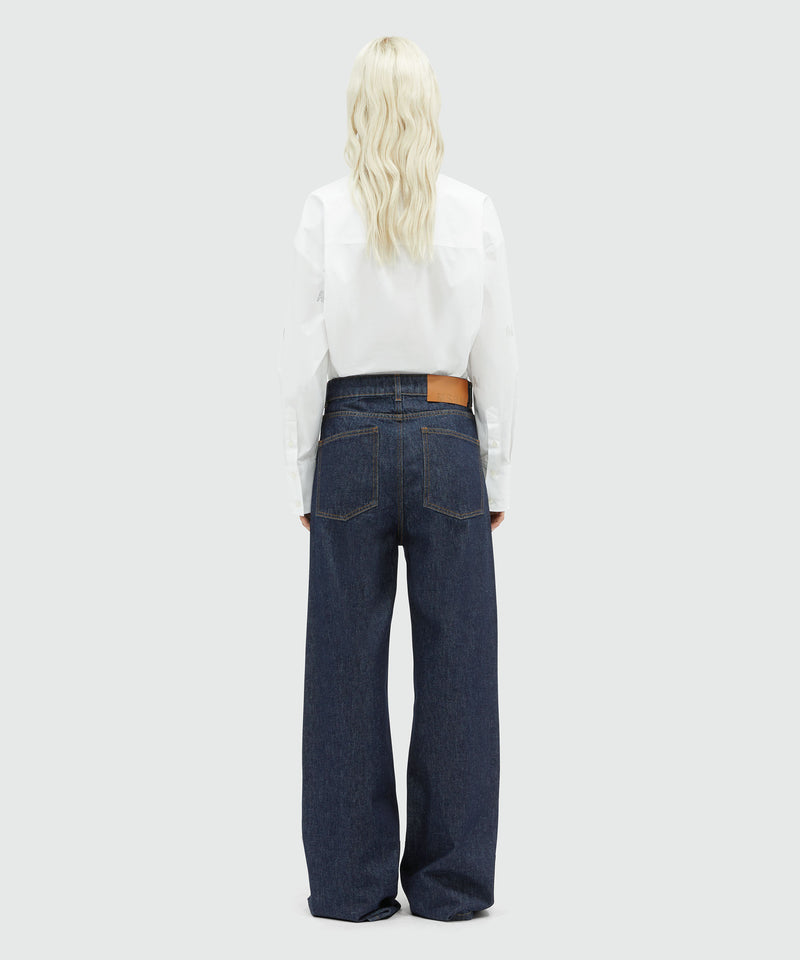 Wide-leg denim pants with  "TheMwave" motif NAVY Women 