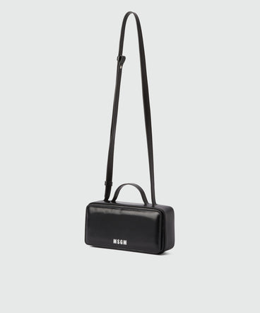 Small black shiny leather CLAP BAG