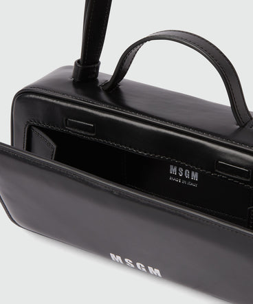 Small black shiny leather CLAP BAG