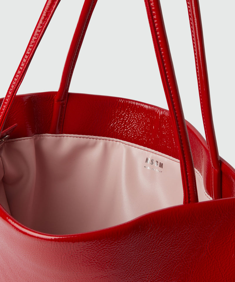 Red leather asymmetrical bag - MSGM Official