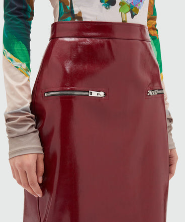 Red patent leather midi skirt - MSGM Official Red patent leather midi skirt - MSGM Official