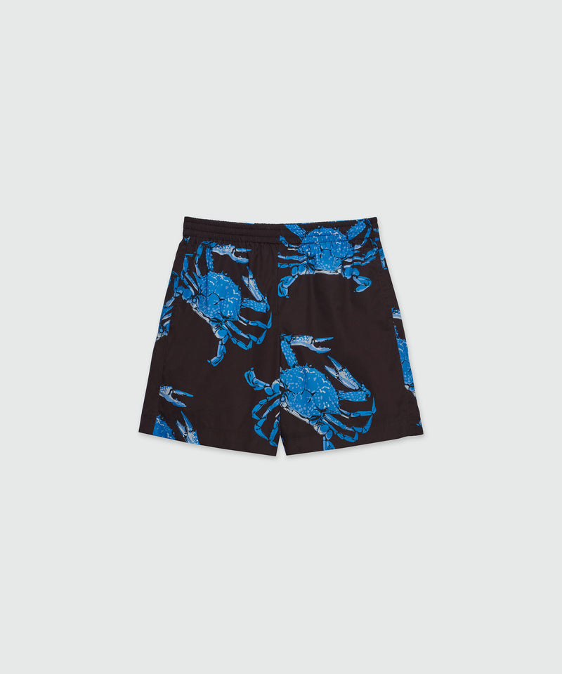 Bermuda in popeline nero stampa "King crab" 30 Uomo 