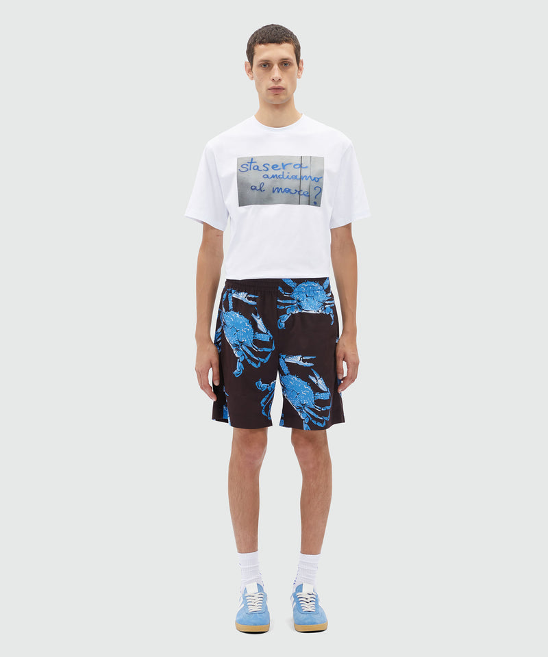Bermuda in popeline nero stampa "King crab" 30 Uomo 