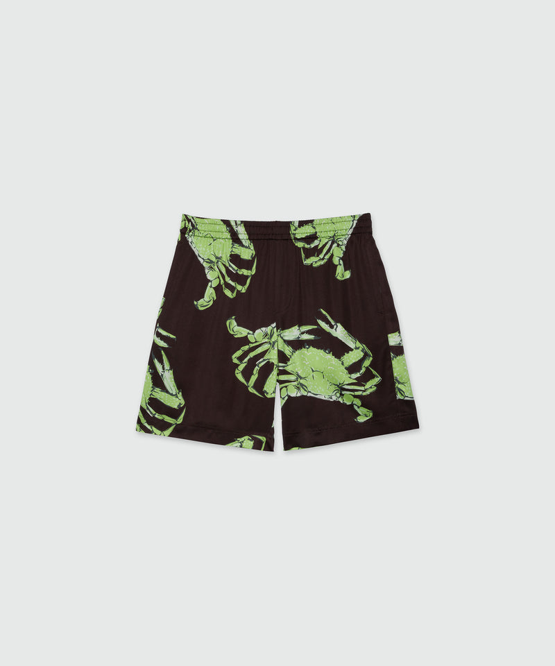 Bermuda in popeline nero stampa "King crab" 30 Uomo 