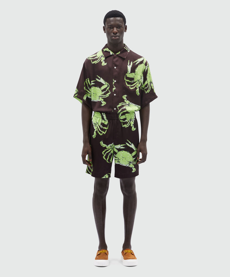 Bermuda in popeline nero stampa "King crab" 30 Uomo 