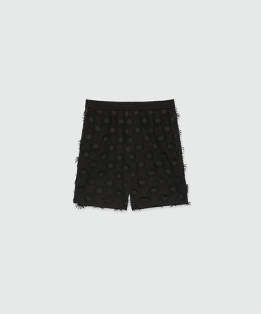 Bermuda in popeline nero con ricami