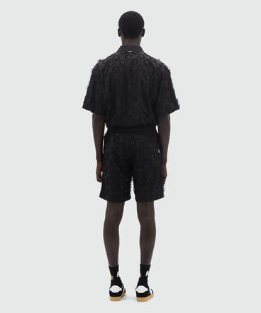 Bermuda in popeline nero con ricami