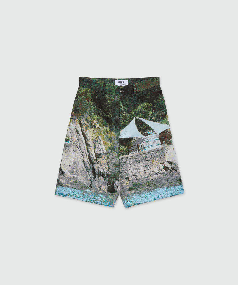 Bermuda in misto cotone con grafica "La Vedetta" MILITARE Uomo 