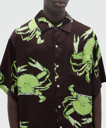Camicia in tessuto fluido stampa "King crab"