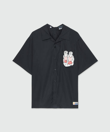 Black poplin shirt with Luke Edward Hall x MSGM embroidery