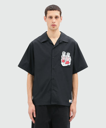 Black poplin shirt with Luke Edward Hall x MSGM embroidery