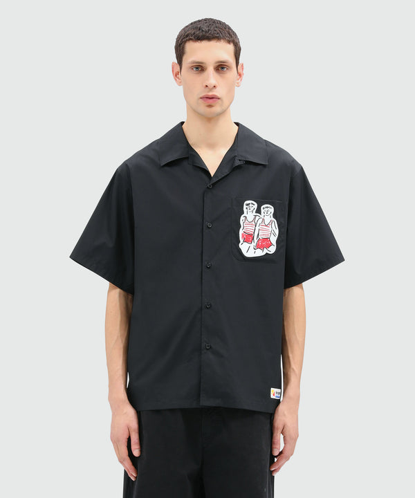 Black poplin shirt with Luke Edward Hall x MSGM embroidery