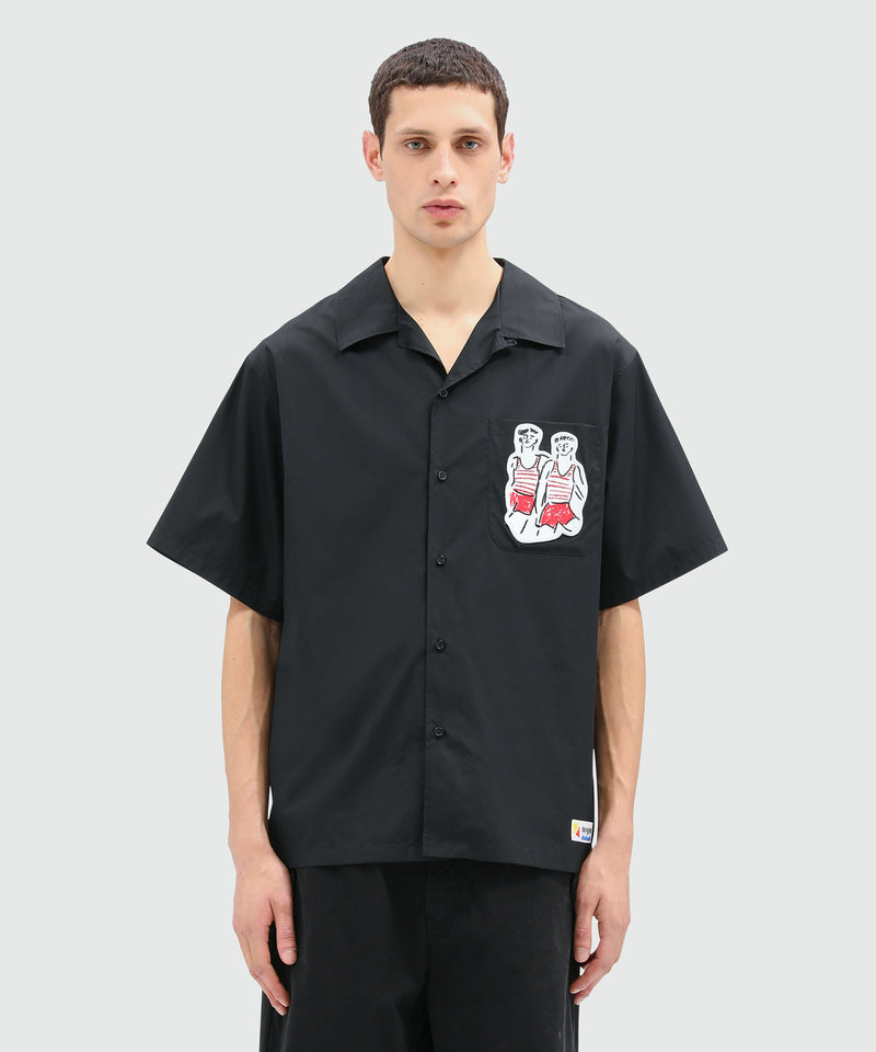 Black poplin shirt with Luke Edward Hall x MSGM embroidery Black Men 
