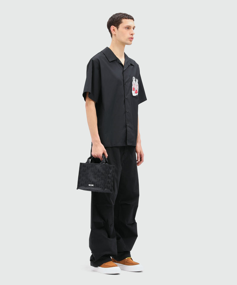 Black poplin shirt with Luke Edward Hall x MSGM embroidery Black Men 
