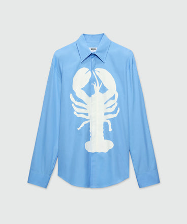 Light blue poplin shirt with "Lobster" print