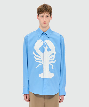 Light blue poplin shirt with "Lobster" print