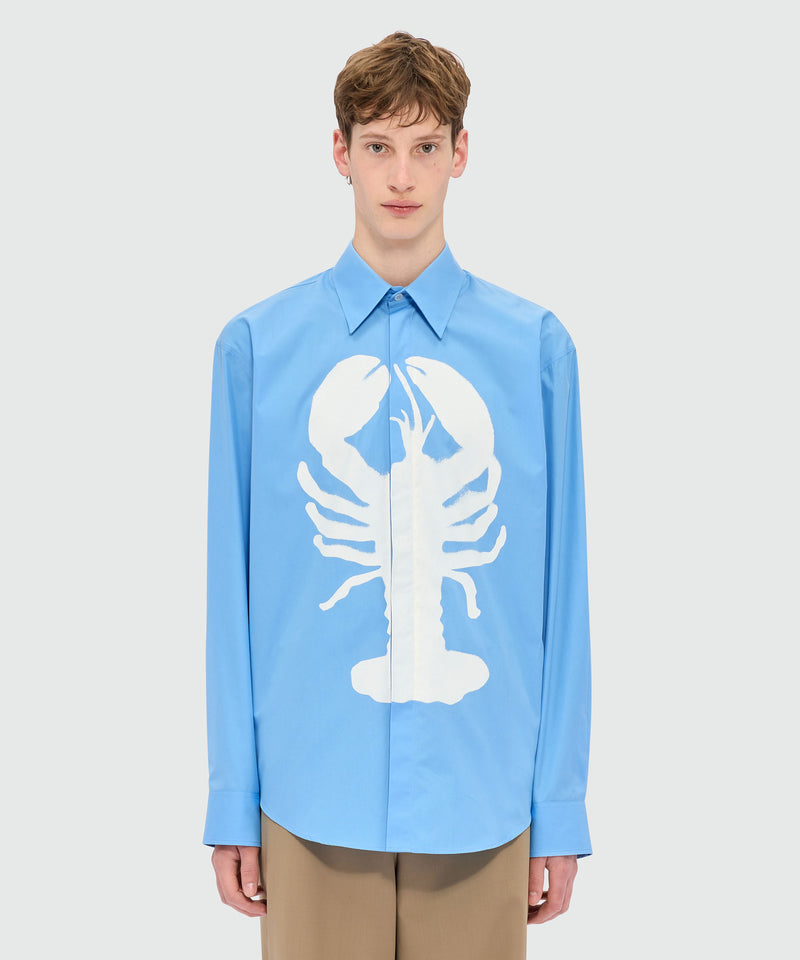 Light blue poplin shirt with "Lobster" print BLUE Men 