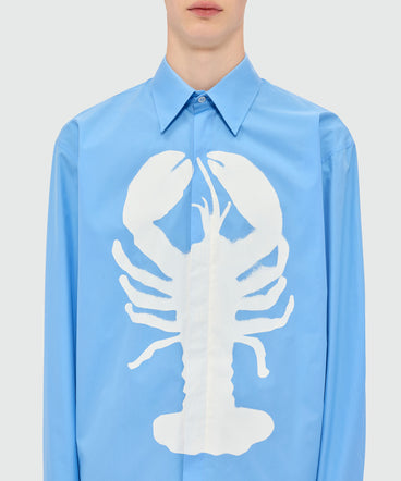 Light blue poplin shirt with "Lobster" print