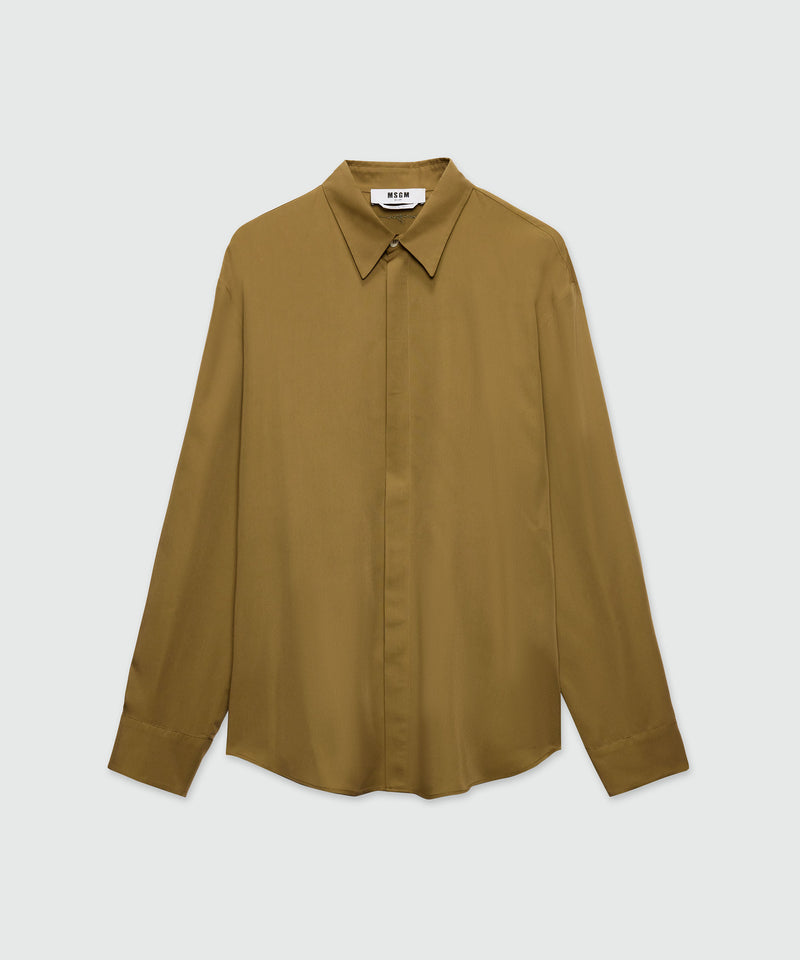 Brown fluid viscose shirt YELLOW Men 
