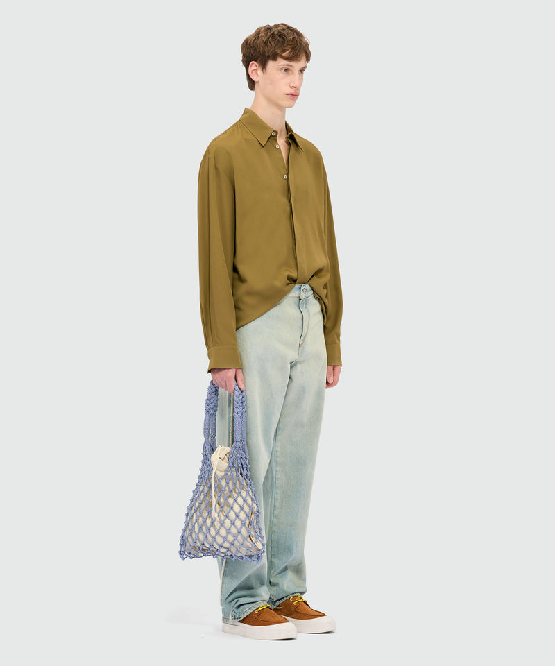 Brown fluid viscose shirt YELLOW Men 