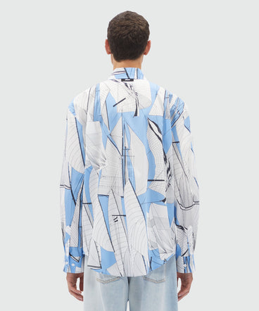 Camicia in popeline stampa "Sail race"