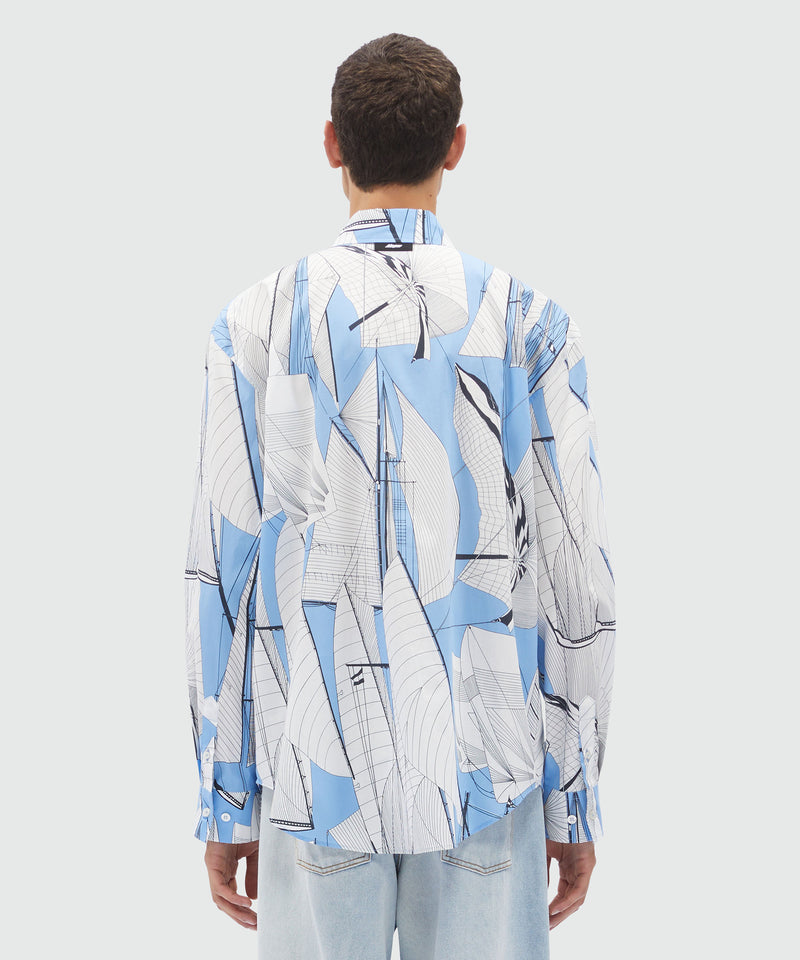 Camicia in popeline stampa "Sail race" BLU Uomo 